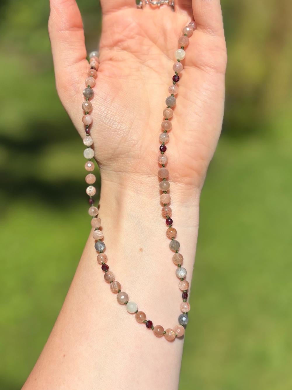 Peach Moonstone necklace. - Picture 4 of 13